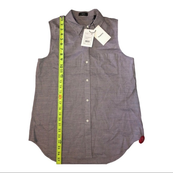 Theory Yarine Sharkskin Linen-Blend blouse Top shirt New size medium brand new - Picture 7 of 9